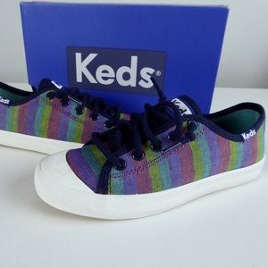 Keds Kickstart Rainbow Stripe Sneakers w/ Toe Cap
